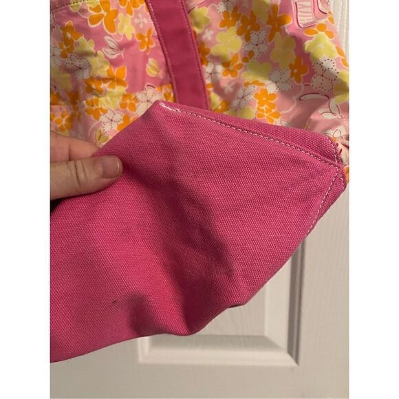 Vintage Lilly Pulitzer Cotton and Canvas Tote Bag. Orange and pink flowers - Picture 5 of 7